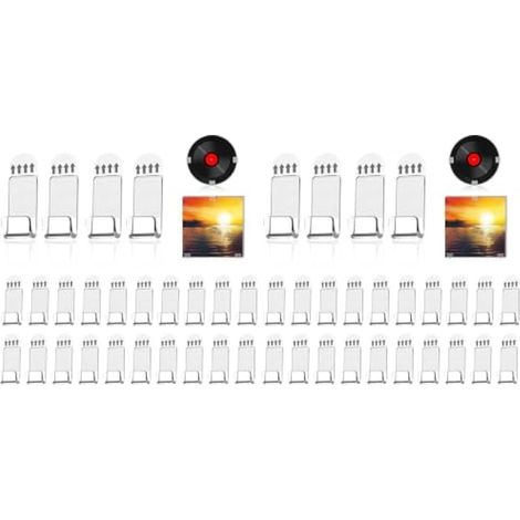 Ensemble de 48 petits supports muraux pour vinyles, support en acrylique, porte auto-adhésive, étagère transparente pour disques vinyles, CD et DVD (1/5)