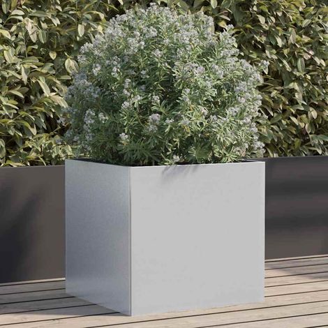 Jardinera de acero galvanizado plateado 42x40x39 cm vidaXL