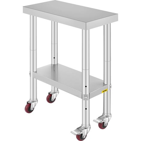VEVOR Tavolo da lavoro 61 x 30 x 81 cm in acciaio inox catering tavolo da lavoro portata 150 kg, tavolo per la preparazione degli alimenti con piano di lavoro commerciale per cucina bar 4 piedini (1/5)