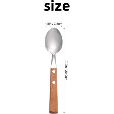 4-teilig Dessertlöffel aus Edelstahl Löffel mit Holzgriff Löffel mit Naturholzgriff 20 cm Eiskugelportionierer Küchenlöffel Geeignet für Eiscreme (1/4)
