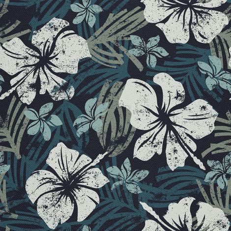 Tela Oxford decorativa para exteriores - Motivo de flores de hibisco I DX238 (1/5)