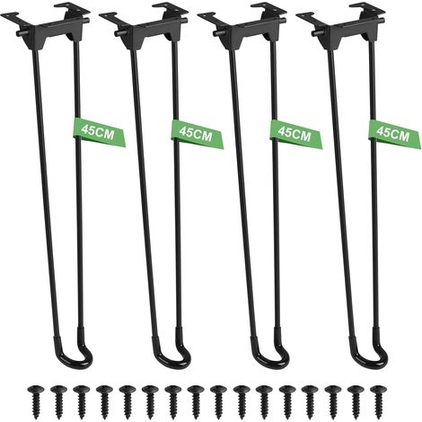 Lot de 4 pieds de Table pliables style épingle à cheveux 45 cm Pieds noirs design épingle, Parfaits pour table basse, bureau, table de chevet, ordinateur portable, table camping ou meubles DIY (1/5)