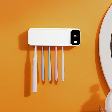 Esterilizador, portacepillos de dientes, esterilizador UV para cepillos de dientes eléctricos, recargable, USB, con tapa, estuche (desinfección) (1/5)
