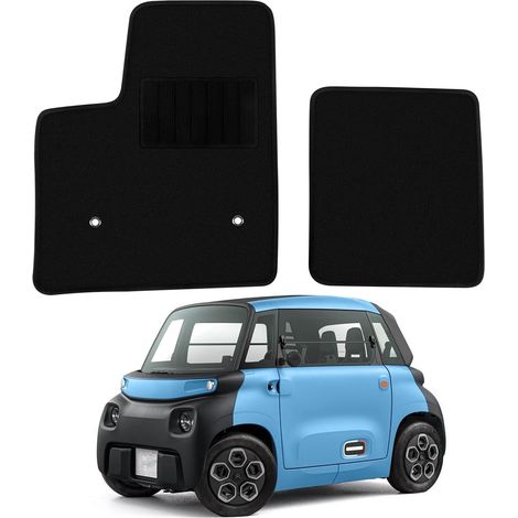 Tapis de Sol de Voiture Remplacement pour Citroen Ami Electric/Opel Rocks-e/Electric/Fiat Topolino 2020-2025, Tapis de Sol Haut de Gamme Siège Avant Tapis de Voiture Noirs Classiques Adaptés,- (1/5)