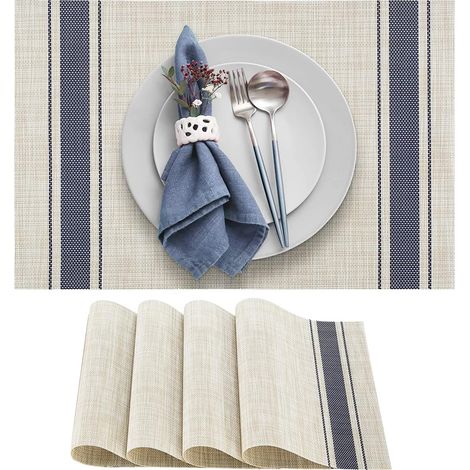 Placemat De Table - 45 Cm X 30 Cm - En Pvc Et Polyester - Anti-dérapant - Résistant À La Chaleur - Lot De 4 (1/5)