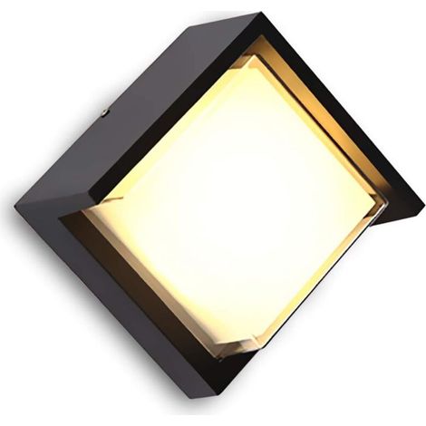 1 pcs Applique murale d'extérieur LED 12 W - Forme carrée - boîtier en aluminium - étanche IP65 - Pour l'intérieur et l'extérieur - Lumière blanche chaude (3000 K)-Fei Yu (1/5)