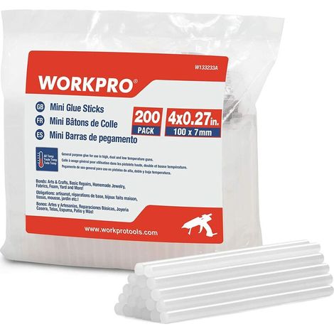 – Lot de 200 bâtons de colle chaude 7mm – Haute viscosité et ténacité – Compatible avec pistolets à colle – Applications variées bois, métal, plastique (1/5)