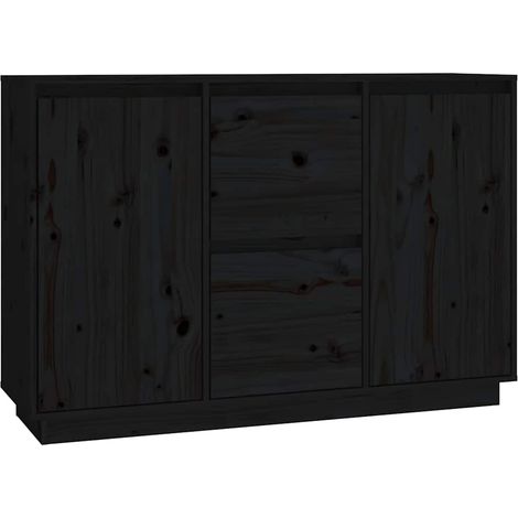 Maison Exclusive - Credenza Nera 111x34x75 cm in Legno Massello di Pino