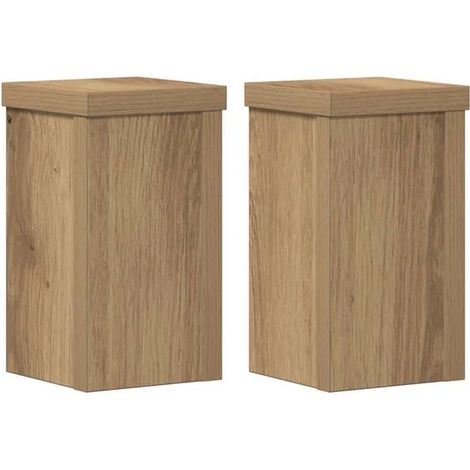Supports pour plantes, 2 unités, chêne massif, bois d'ingénierie, fabrication artisanale (1/5)