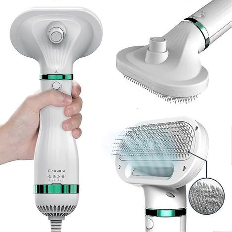 Sèche-cheveux 2 en 1 pour chiens et chats avec brosse lissante, portable, silencieux et à température réglable. (1/4)