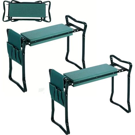 Lot de 2 Banc de jardinage à genoux pliable, tabouret de jardin 2 en 1 avec coussin en mousse EVA, support jusqu'à 170 kg pour travaux extérieurs et plantation (1/5)