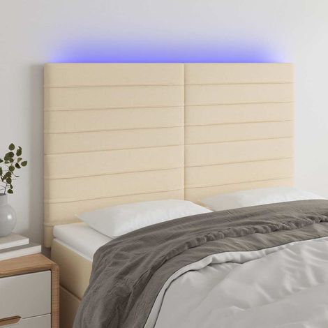 vidaXL Cabecero con luces LED tela crema 144x5x118/128 cm (1/5)