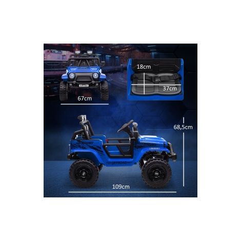 Voiture électrique enfant bleue avec télécommande, suspension, phares LED, klaxon et moteurs 12 V pour jardin et parc (1/5)