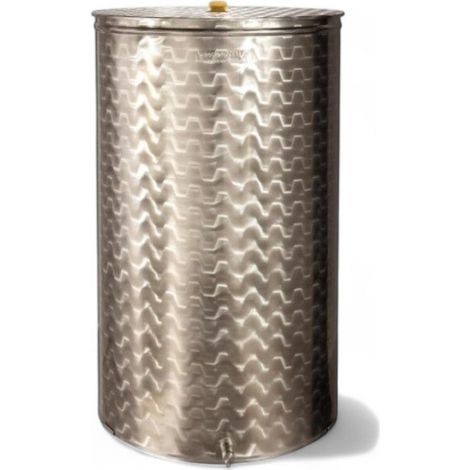 Fusto contenitore bidone in acciaio inox con fondo piano lucido per olio -