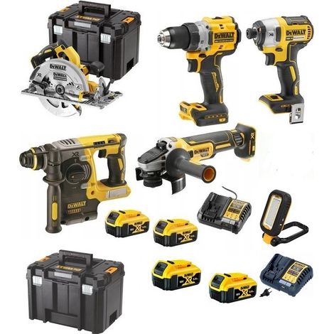 PACK 6 OUTILS DEWALT ,4  batteries 5Ah 18v,2 chargeurs.DCD800/DCF887/DCH273/DCG405/DCS572/DCL182-XJ