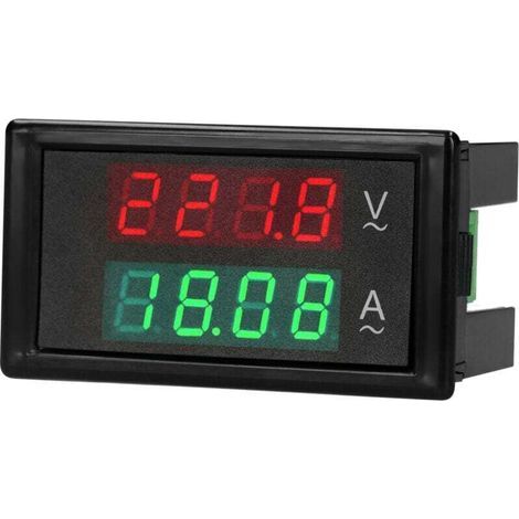 Voltmètre-ampèremètre numérique 80-300 V CA 100 A avec double affichage LED vert/rouge et transformateur de courant (1/4)
