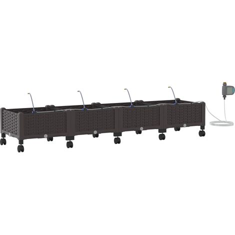 Garten Blumenkübel mit Bewässerung und Rädern 4 Stk. Braun PP vidaXL (1/5)