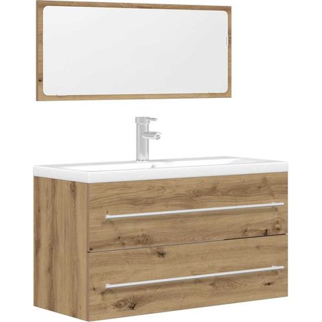 Ensemble de meubles salle de bain 2 pcs-Meuble de salle de bain bois d'ingénierie 845163 (1/5)