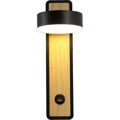 noir Applique murale en bois de style rétro européen, en aluminium, idéale pour une chambre , lumière chaude (1/4)