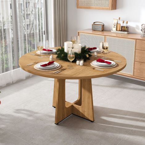 Tavolo da pranzo rotondo 120x76 cm per 4-6 persone, gambe a X, per sala da pranzo, cucina, soggiorno, stile moderno e minimalista, in legno
