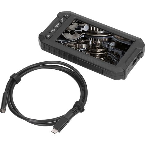 Coffret endoscopie industrielle 5 pouces IPS HD, lentille unique 8mm, câble 1m, pour inspection de conduits, réparation moteur et automobile, batterie intégrée incluse (1/5)