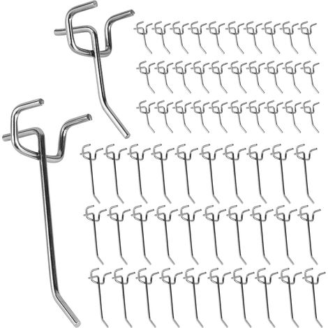 60 x Crochets pour Panneau Perforé , Pegboard Hooks, Crochet pour Ètagères de Entrepôt, Atelier, Magasin de Proximité, Magasin d'Accessoires (2.5-10cm) (1/5)