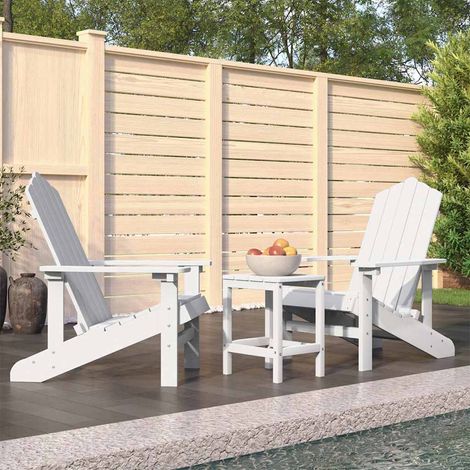 vidaXL Sillas de jardín Adirondack con mesa HDPE blanco (1/4)