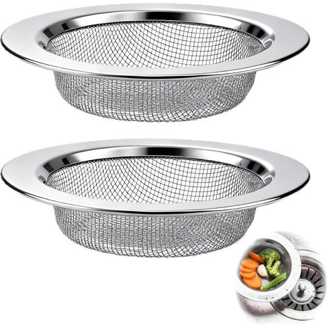 2PCS Filtre à évier, Acier inoxydable, Maille fine, Ø11,5 cm, Anti-débris, Universel, Cuisine, Salle de bain