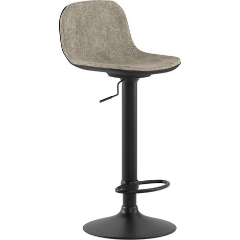 Sgabello Moderno Teo con Alzata a Gas, Rivestimento in Microfibra Beige e Struttura in Metallo Nero, Seduta Regolabile in Altezza (1/5)