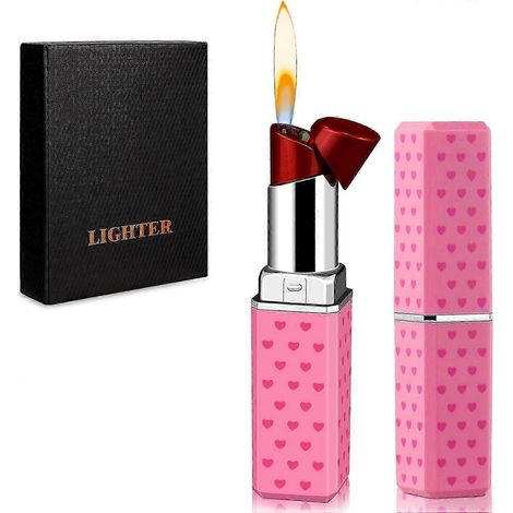 RougeBriquet mignon en forme de rouge à lèvres, briquet à butane rechargeable à flamme douce, briquet original à flamme ouverte réglable, joli cadeau pour les filles, les femmes et les petites amies p (1/5)