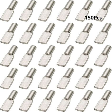 150 pcs Support Etagere, Taquet Etagere 5mm, Cheville de Support Goupille Etagere en Métal Nickelé Plaqué Forme de Cuillère, Étagère Broches pour Meubles Placard Bibliothèque (1/5)