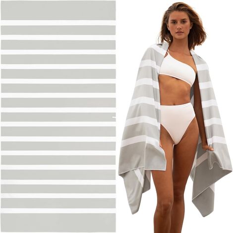 Serviette de Plage Microfibre XL 200x100 cm - Drap de Plage Grande Taille antisable - Serviette de Piscine légère, compacte, séchage Rapide – Marble Sand (1/5)