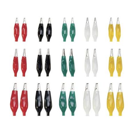 JEU DE PINCES CROCODILES NOIR, ROUGE, BLANC, VERT, JAUNE TRU COMPONENTS 93038C196 1409080 30 PC(S) (1/2)