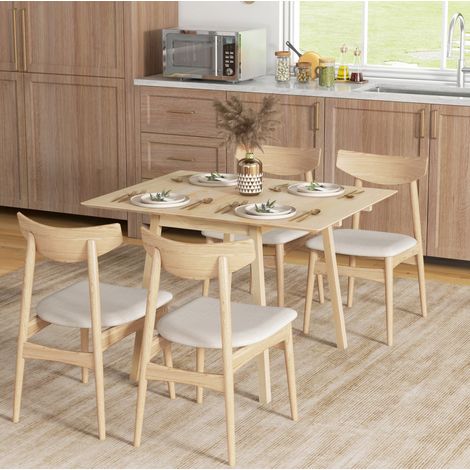 Table pliante en bois 110 x 86 x 75 cm naturel pour 2-4 personnes (1/5)