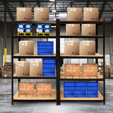 2x Racking Storage Shelving Heavy Duty Garage 5 Tier Shelves Warehouse Racks (1/5)