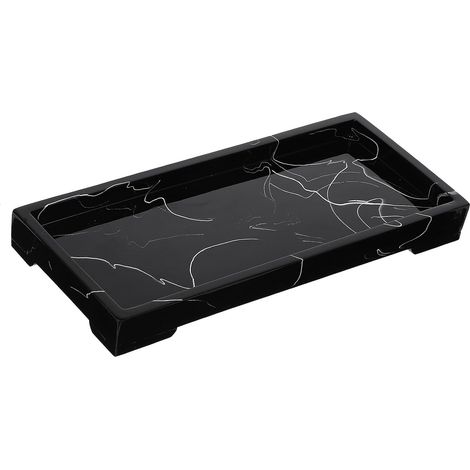 Plateau de Rangement Texture Lisse en Résine Effet Marbre Design Simple Multi-Usage pour Salle de Bain Support pour Cosmétiques à Domicile Bar'-'- (1/5)