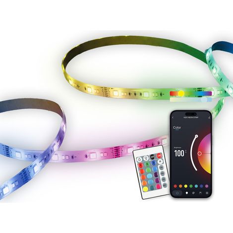 Bande SmartLED KSIX 5m, Trimmable, 1800 lm, Music Sync, App Compatible avec Alexa, Google Home, Siri, RGB+CCT Colours (1/2)