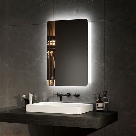 EMKE Backlit Illuminated Bathroom Mirror with LED Light Rectangular Vanity Mirror with Demister Touch Switch Vertical/Horizontal, 400x600mm