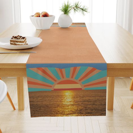 (33x183CM)Coureur de table en lin Pour l'extérieur, le balcon, l'intérieur et la décoration de fête (1/3)
