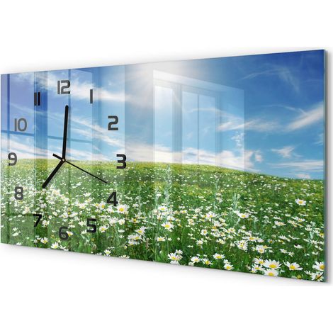 Horloge Murale Panoramique en Verre 60x30 cm Décorative Moderne Salon Cuisine Prairie (1/5)