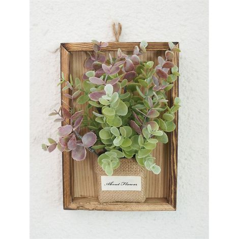 Cadre photo décoratif en forme de feuille de Monstera, ornement mural en bois avec plante verte artificielle, cadre photo artisanal en eucalyptus rouge, 16 × 7 × 23 cm (1/5)