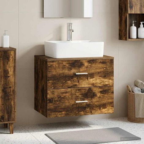 vidaXL Mobile da Bagno da Muro Rovere Fumo 62,5 x 44,5 x 50 cm