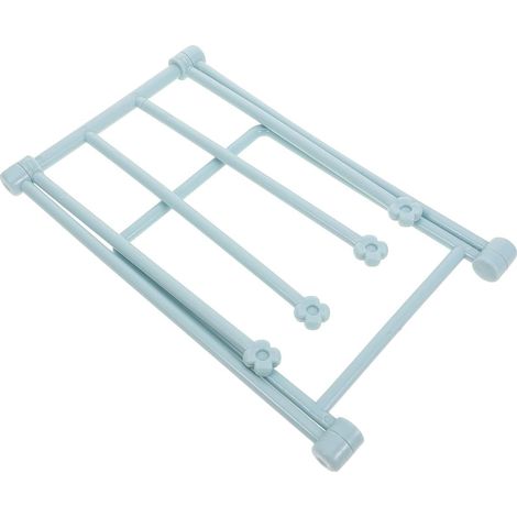 Porte-Serviettes pour Rangement Organisé Bleu Vertical en Plastique et Pliable Quatre Tiges Compacte Cuisine Salle de Bain (1/5)