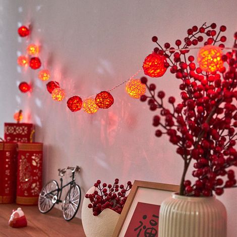 Lanternes en rotin pour le Nouvel An chinois, guirlandes lumineuses pour le Nouvel An, décorations pour le Nouvel An, guirlandes lumineuses suspendues, lanternes de 2 mètres à 10 lumières (1/5)
