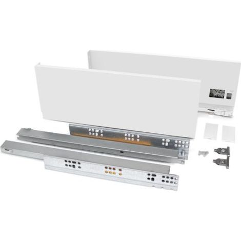 Emuca Cajón exterior Vertex 40kg de altura 131mm, profundidad 500mm, Acero, Pintado blanco -
