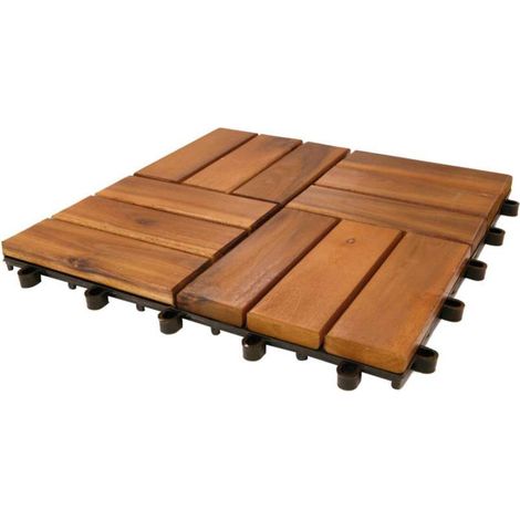 Piastrella in Legno di Acacia 30x30 cm a Incastro - Base Eco-Friendly