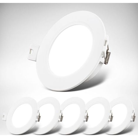B.K.Licht lot de 6 Spots encastrables LED ultraplats Ø90mm mm 3W 330lm 4000K blanc neutre IP20 blanc kit spots plafond salon chambre cuisine (1/5)