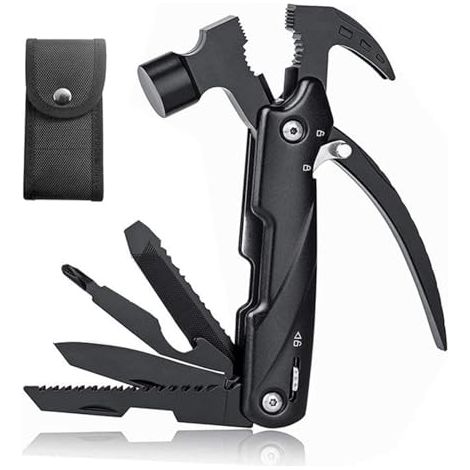 Couteau Pliant Pince Multifonction, Marteau Multifonction 12 en 1, Marteau Multifonction, Pince Multifonction en Acier Inoxydable, pour Activités Extérieures, Camping, Randonnée (1/5)