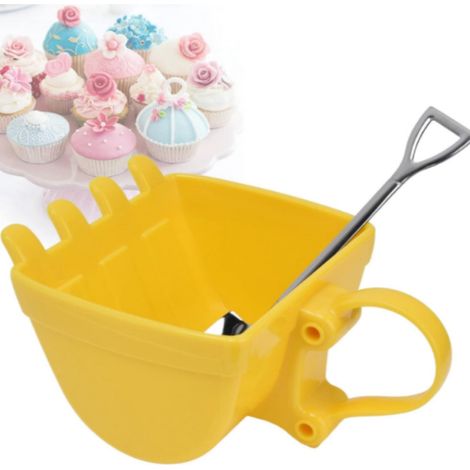 Tasse en forme de seau avec pelle et cuillère intégrées, tasse à thé originale, tasse à café au lait, cadeau d'anniversaire, tasse à café 330 ml
