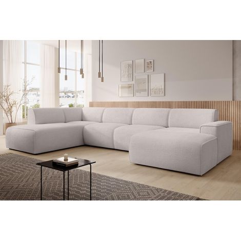 AX LIVING XXL Sofa U Form Didim Taupe 378cm breit modern & großzügig L